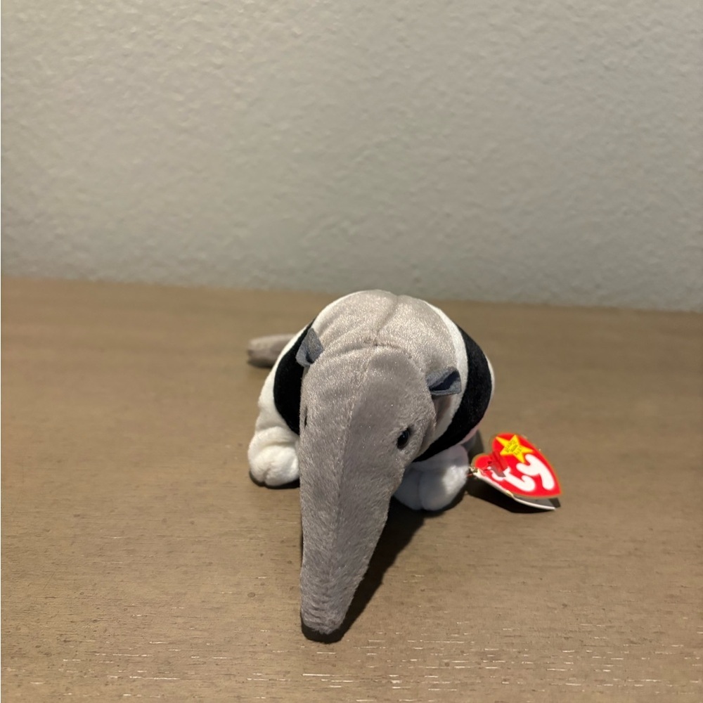 Gray Plush Toy with Black and White Stripes - Picture 4 of 4